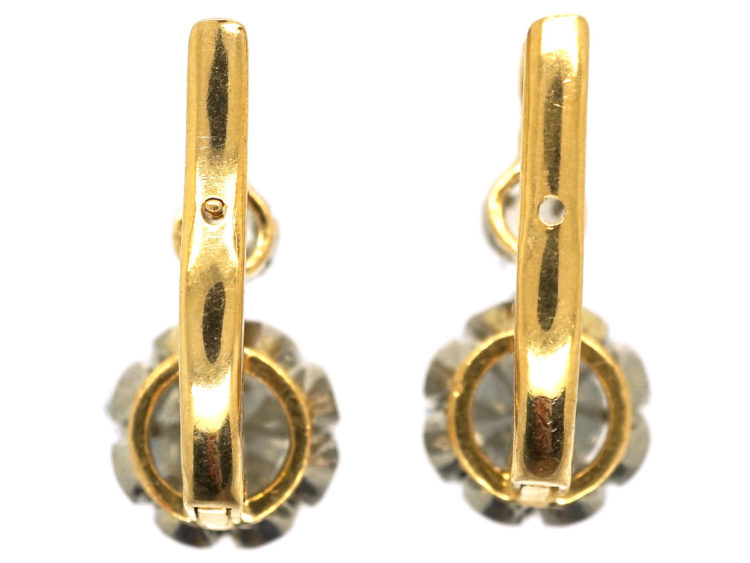 French 18ct Gold Diamond Set Drop Earrings
