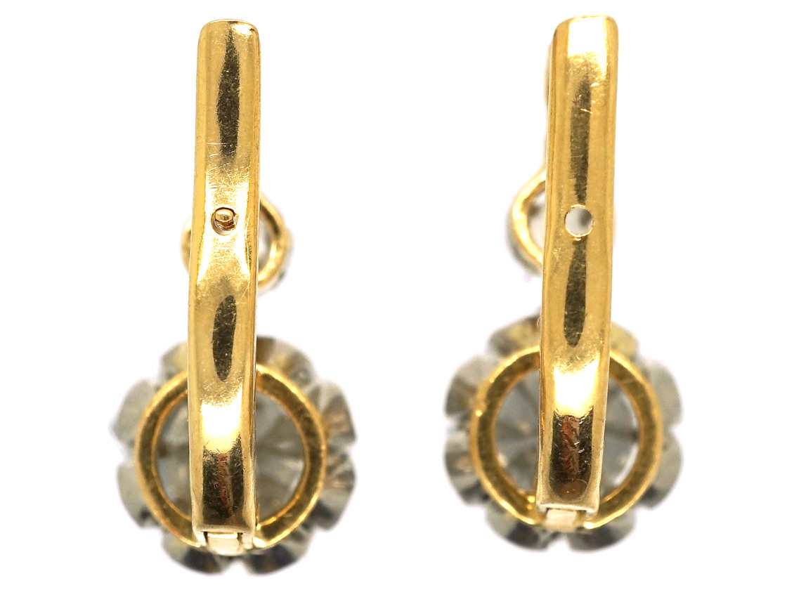 French 18ct Gold Diamond Set Drop Earrings (667K) | The Antique ...