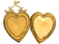 Edwardian 9ct Gold Back & Front Heart Shaped Locket With Flower Motif