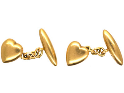 Edwardian 18ct Gold Heart Cufflinks