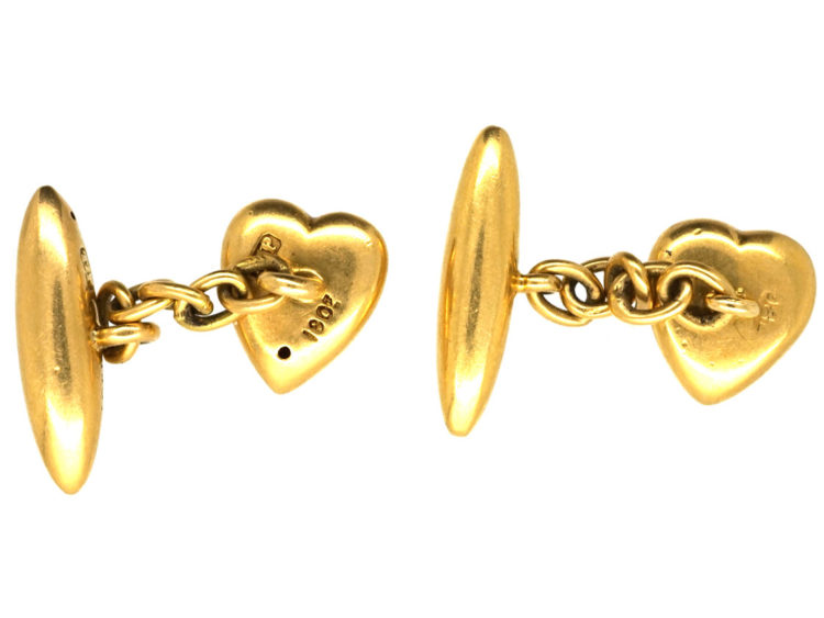 Edwardian 18ct Gold Heart Cufflinks