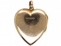 Edwardian 9ct Gold Heart Locket With a Flower Motif Set With Paste
