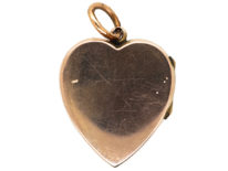 Edwardian 9ct Gold Heart Shaped Locket With Swallow Motif