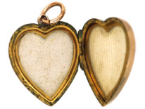 Edwardian 9ct Gold Heart Shaped Locket With Swallow Motif