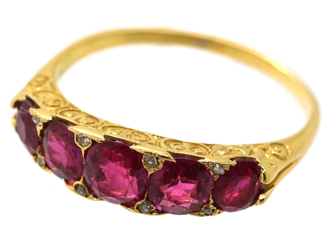 Victorian 18ct Gold Five Stone Natural Burma Ruby Ring (211/O) | The ...