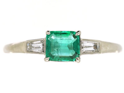 Platinum, Emerald & Diamond Ring