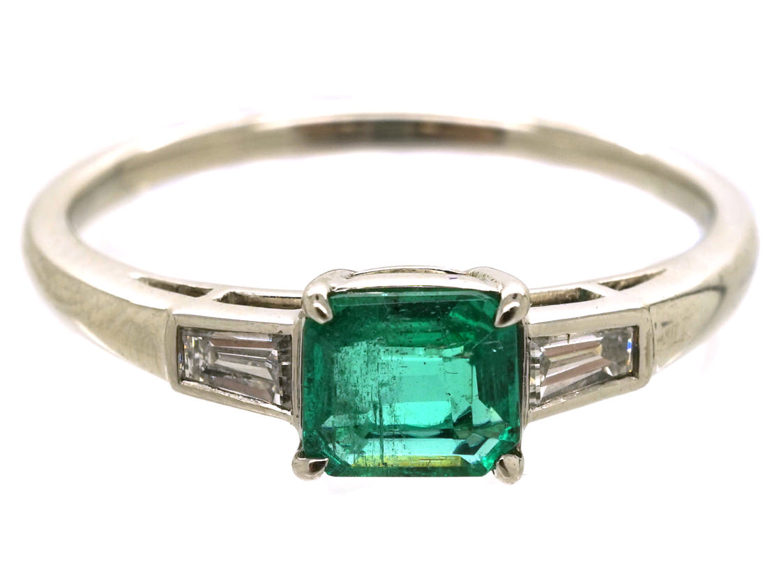 Platinum, Emerald & Diamond Ring (627K) | The Antique Jewellery Company
