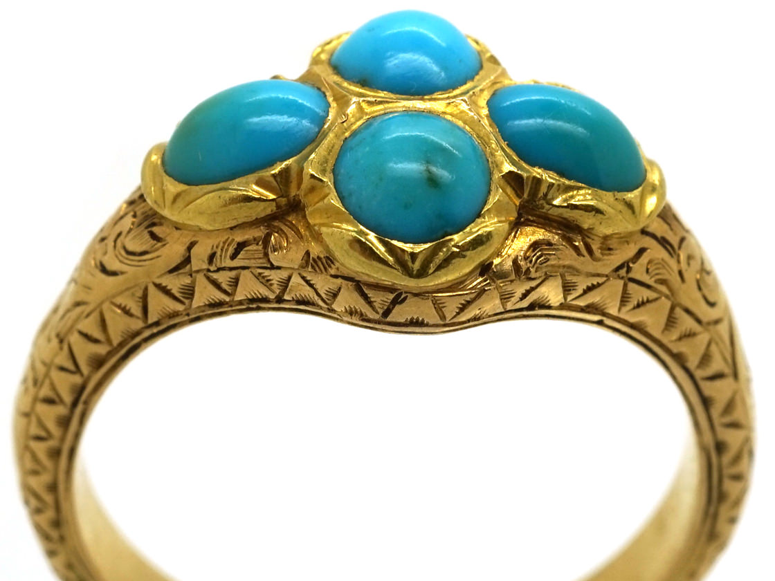 Georgian 18ct Gold Memorial Ring Set With Turquoise (657K) | The ...