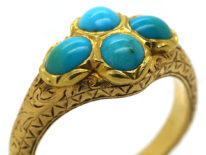Georgian 18ct Gold Memorial Ring Set With Turquoise