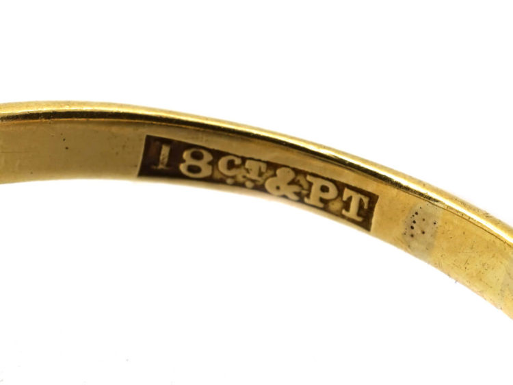 Art Deco 18ct Gold, Platinum, Sapphire & Diamond Rectangular Ring