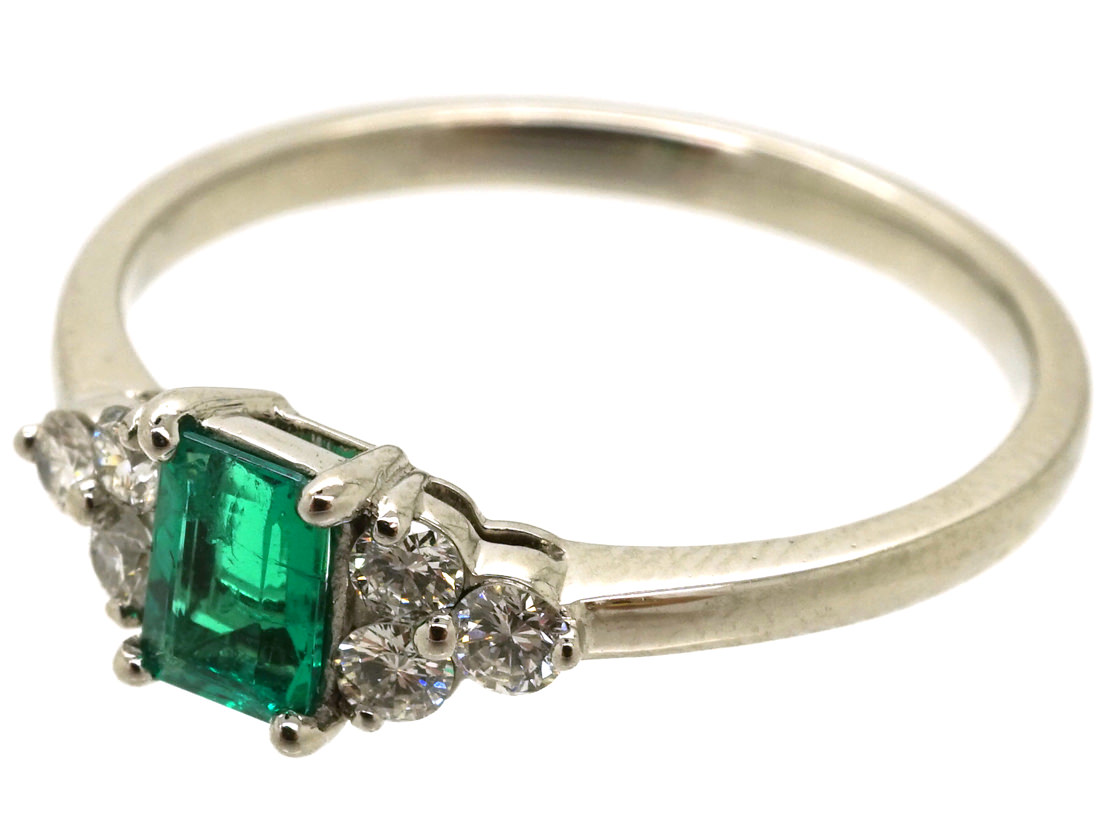 Platinum, Emerald & Diamond Ring (626K) | The Antique Jewellery Company