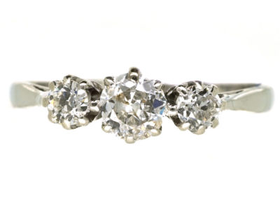 18ct White Gold & Platinum Three Stone Diamond Ring