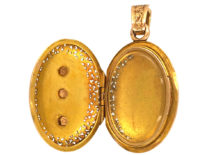 French 18ct Gold Oval Shaped Locket With Two Arrows & a Heart