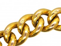 Edwardian 9ct Gold Curb Bracelet With Alternate Engraved & Plain Links