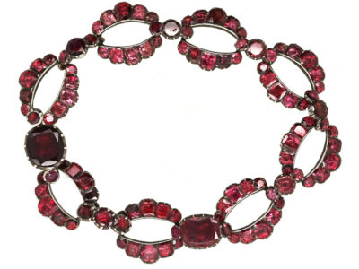 Georgian Silver & Flat Cut Almandine Garnet Bracelet