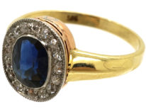 14ct Gold Sapphire & Diamond Oval Shaped Ring