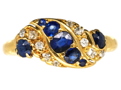 Edwardian 18ct Gold Sapphire & Diamond Twist Ring