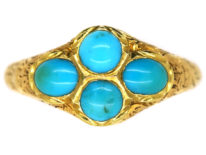 Georgian 18ct Gold Memorial Ring Set With Turquoise