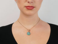 Victorian 18ct Gold, Turquoise, Natural Split Pearl & Diamond Pendant
