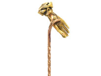 Georgian 15ct Gold Hand Tie Pin Set With an Emerald