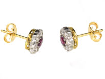 18ct White Gold Ruby & Diamond Cluster Earrings