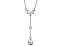 Art Deco Platinum & Diamond Drop Necklace in Original Case