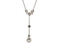 Art Deco Platinum & Diamond Drop Necklace in Original Case