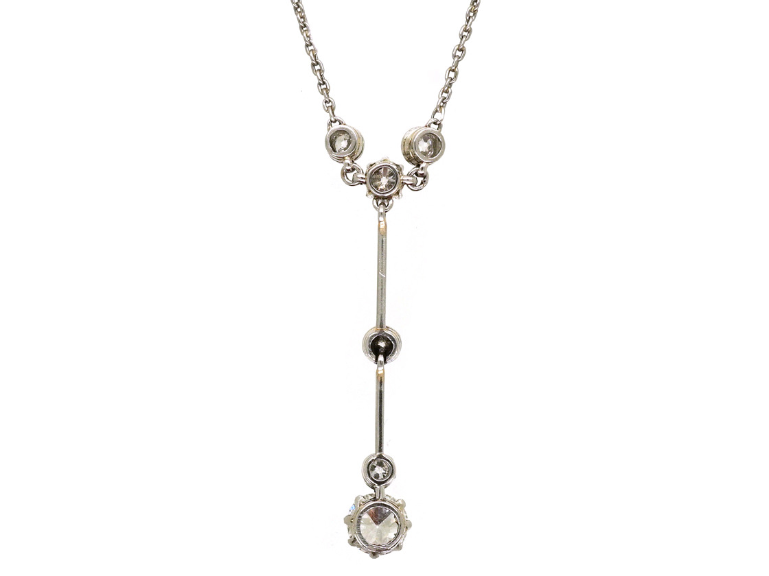 Art Deco Platinum & Diamond Drop Necklace in Original Case (757K) | The ...