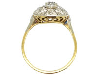 Art Deco 14ct Gold & Platinum Oval Diamond Set Ring