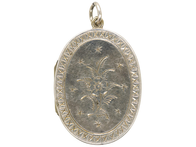 Victorian Oval Silver Engraved Locket