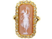 Victorian Diamond & Carved Carnelian Ring of a Dancing Muse