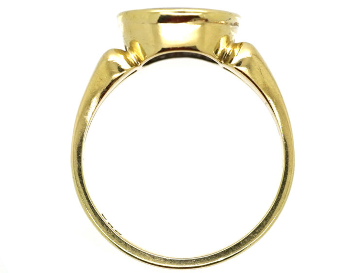 14ct Gold & Lapis Signet Ring With Intaglio of Crest