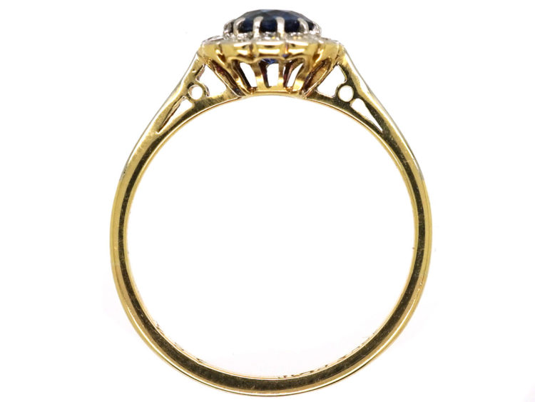 Edwardian 18ct Gold, Platinum & Sapphire & Diamond Cluster Ring