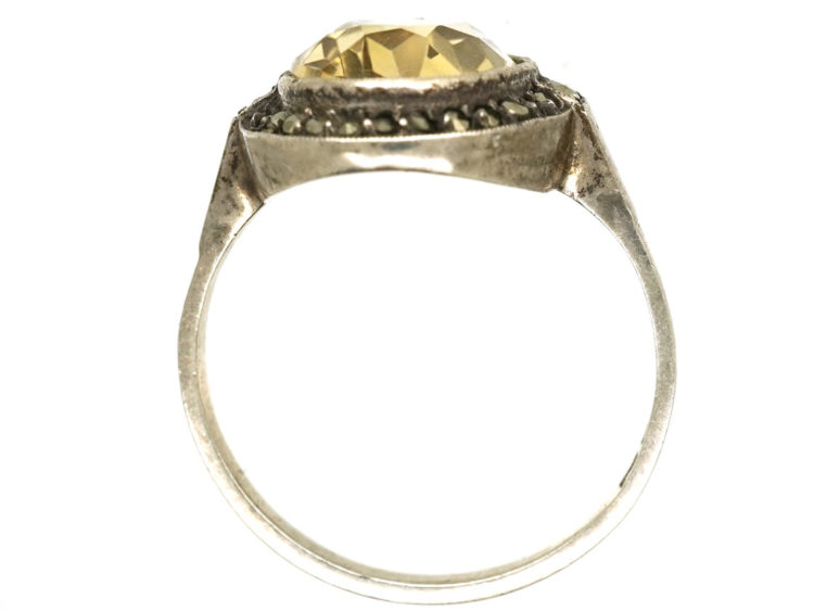 Silver, Marcasite & Citrine Oval Ring