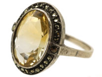 Silver, Marcasite & Citrine Oval Ring