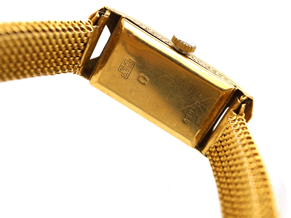 Art Deco 18ct Gold & Enamel Watch on Mesh Strap (723K) | The Antique ...