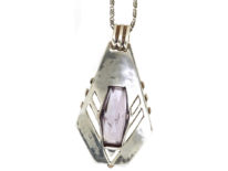 Art Deco Silver & Amethyst Pendant on Silver Chain