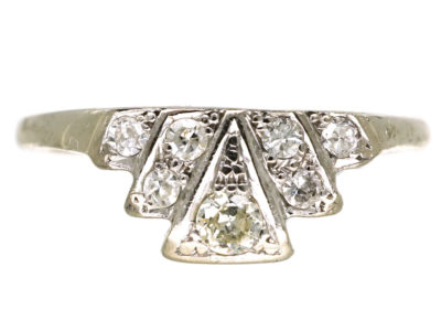 Art Deco Platinum & Diamond Fan Shaped Ring
