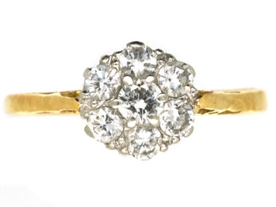 18ct Gold, Platinum & Diamond Daisy Cluster Ring