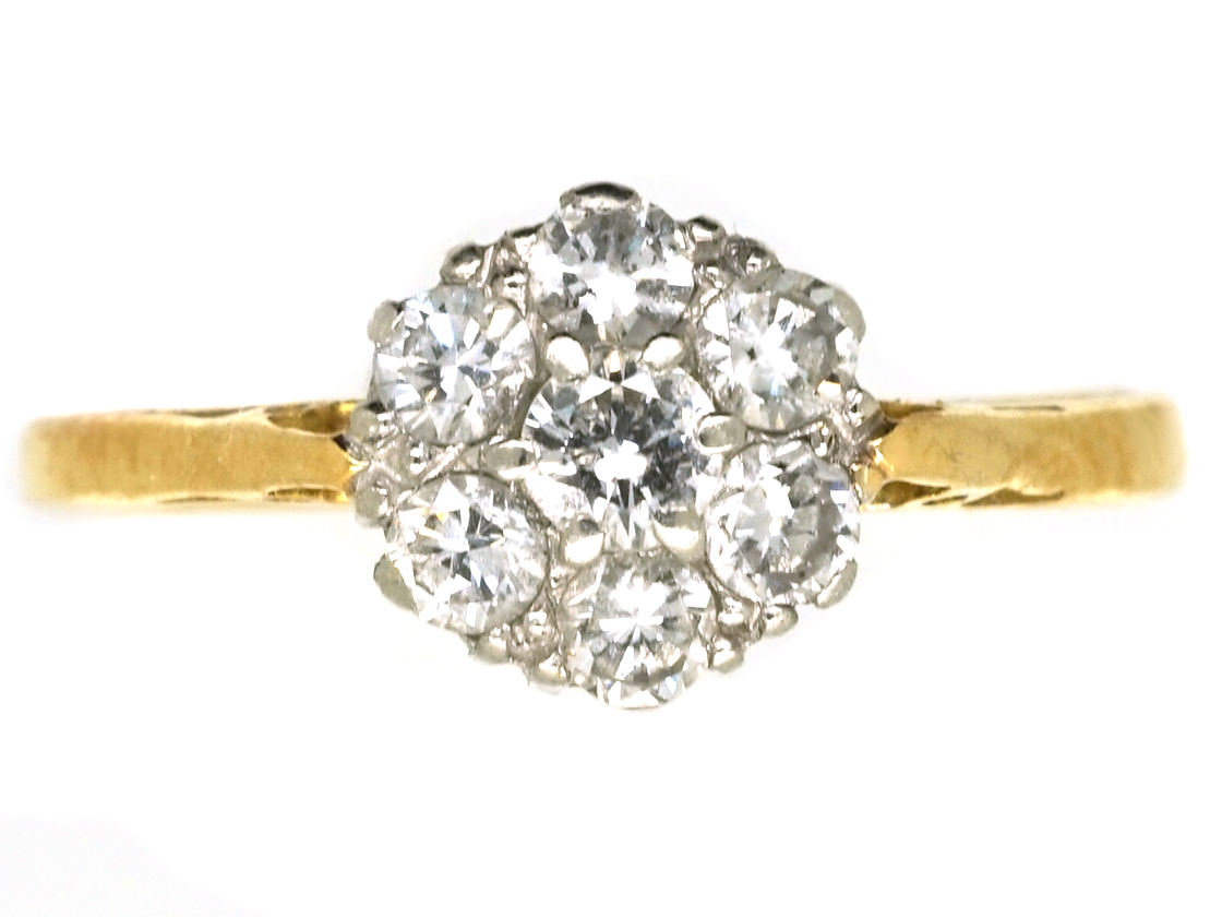 18ct Gold, Platinum & Diamond Daisy Cluster Ring (824K) | The Antique ...