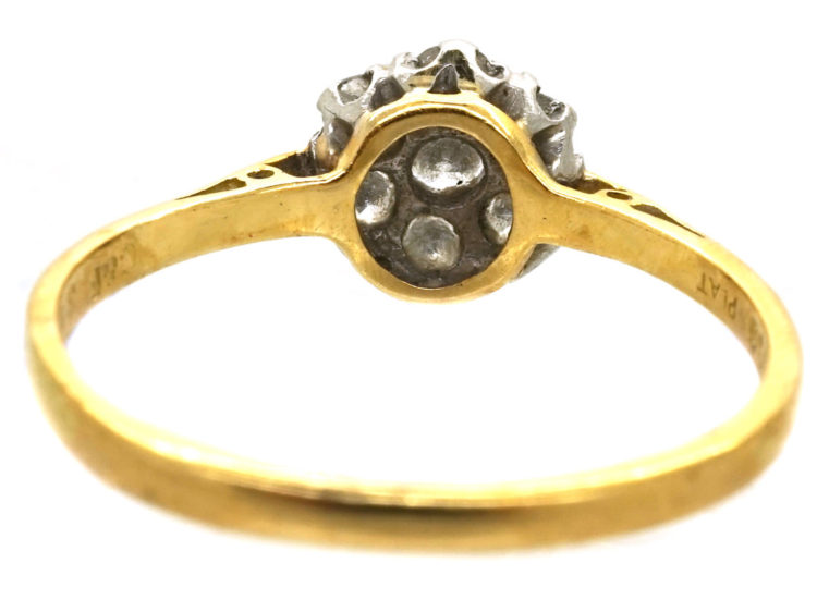 18ct Gold, Platinum & Diamond Daisy Cluster Ring