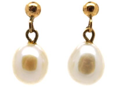 9ct Gold Pearl Drop Earrings