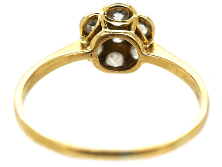 Edwardian 18ct Gold, Platinum, Diamond Daisy Cluster Ring