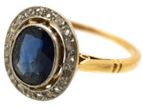Edwardian 18ct Gold,Platinum, Sapphire & Diamond Oval Cluster Ring