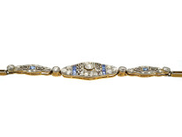 Art Deco 15ct Gold & Platinum, Sapphire & Diamond Bracelet