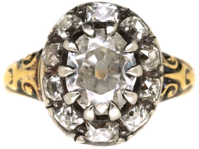 Victorian 18ct Gold Oval Diamond Cluster Ring