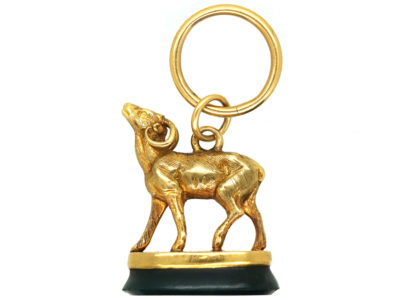 Victorian 15ct Gold Mountain Sheep Seal With Bloodstone Base