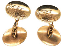 Edwardian 9ct Gold Oval Cufflinks
