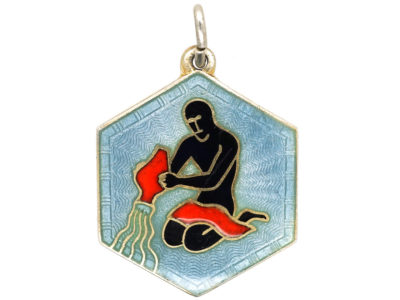 Aquarius Silver & Enamel Charm by David Andersen