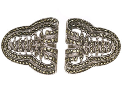 Pair of Silver & Marcasite Art Deco Clips